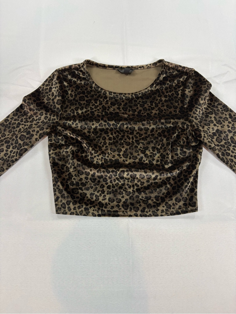Topshop Leopard Print Velvet Crop Top – Size 4 - Picture 1 of 5